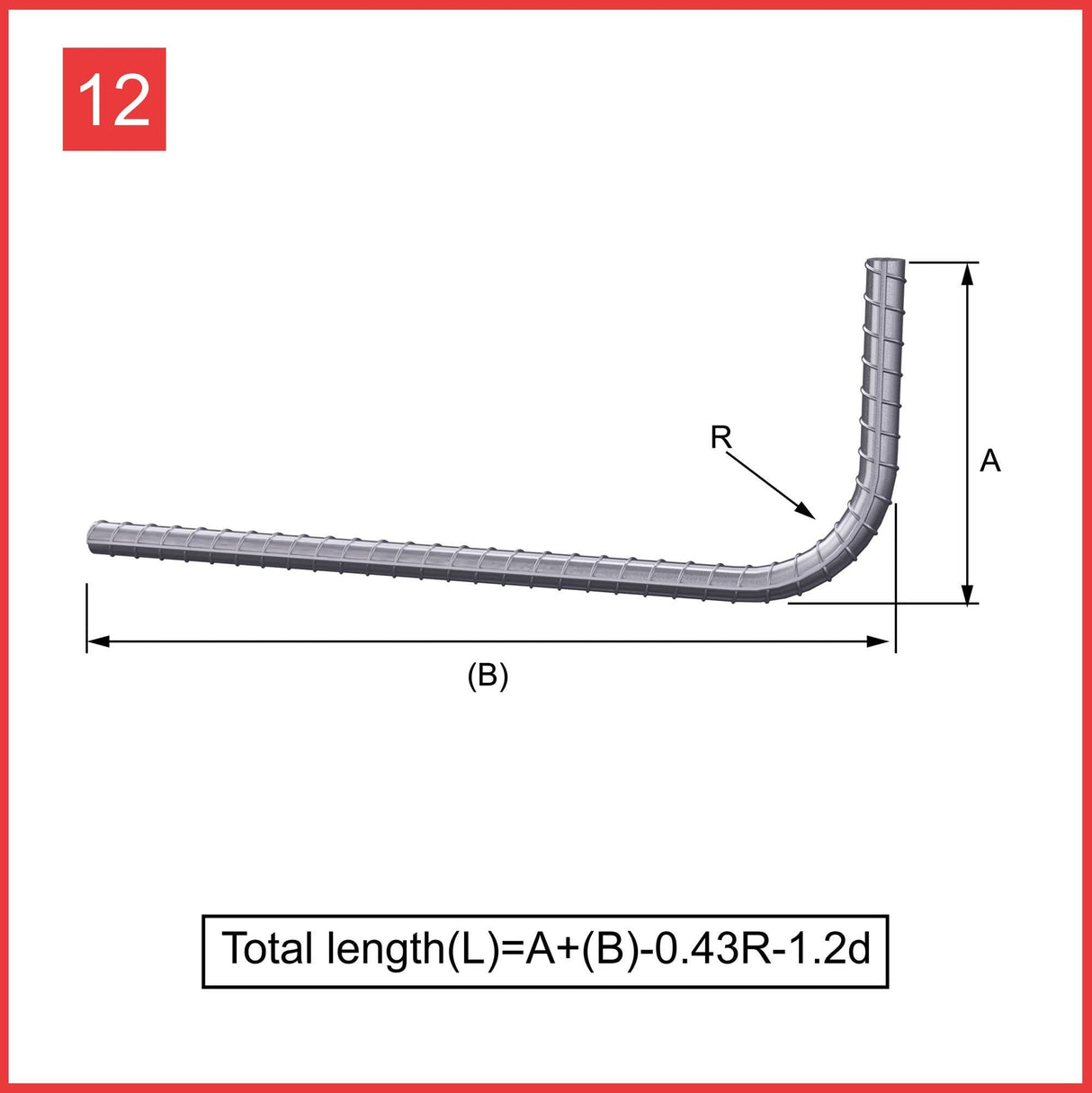 Custom Cut & Bent Rebar - Shape Code 12 - Calculation of Length