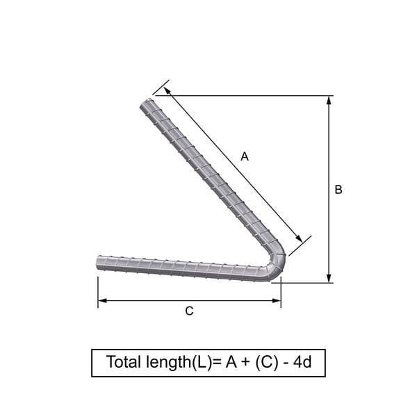 Custom Cut & Bent Rebar - Shape Code14 - Bending Dimensions