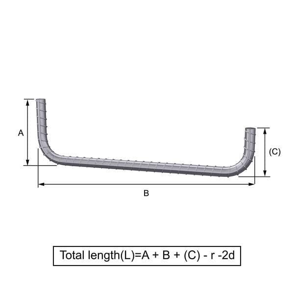 Custom Cut & Bent Rebar - Shape Code 21 - Bending Dimensions