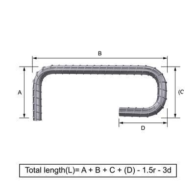 Custom Cut & Bent Rebar - Shape Code 22 - Bending Dimensions