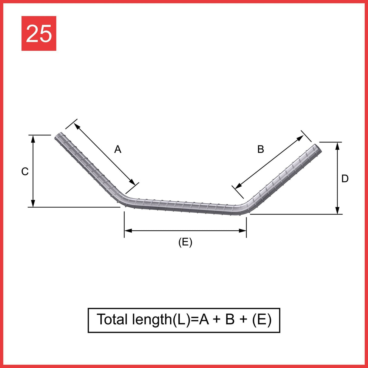 Custom Cut & Bent Rebar - Shape Code 25 - Calculation of Length