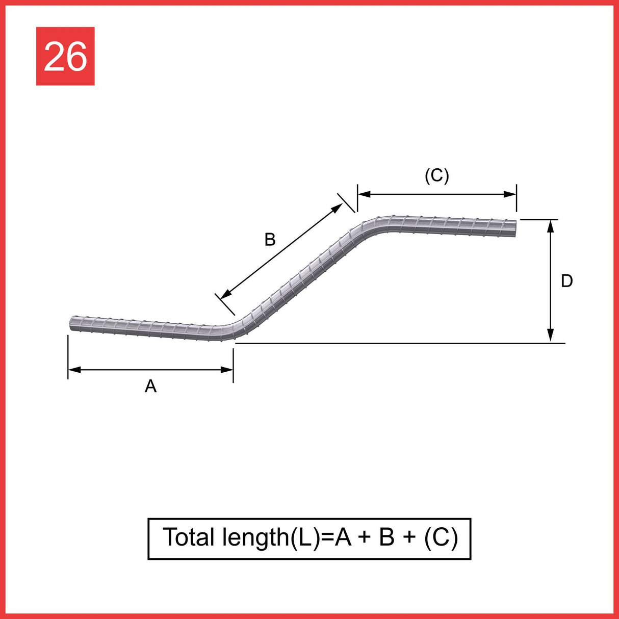 Custom Cut & Bent Rebar - Shape Code 26 - Calculation of Length