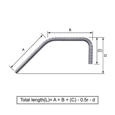 Custom Cut & Bent Rebar - Shape Code 27 - Bending Dimensions