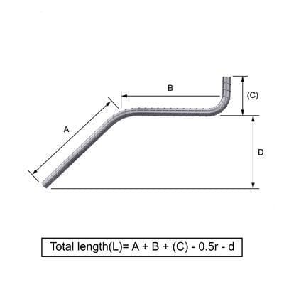 Custom Cut & Bent Rebar - Shape Code 28 - Bending Dimensions