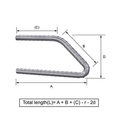 Custom Cut & Bent Rebar - Shape Code 29 - Bending Dimensions