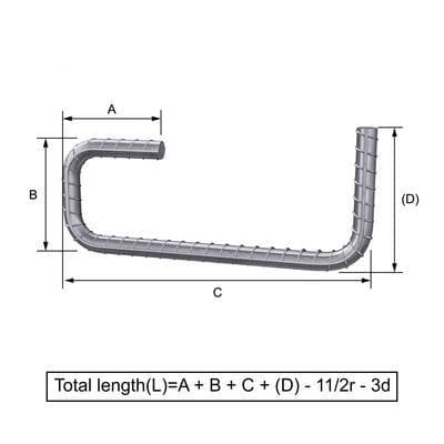 Custom Cut & Bent Rebar - Shape Code 31 - Bending Dimensions