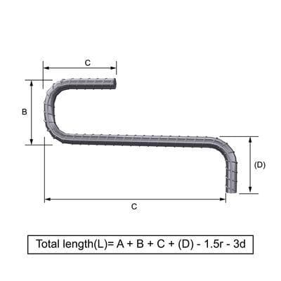 Custom Cut & Bent Rebar - Shape 32 - Bending Dimensions