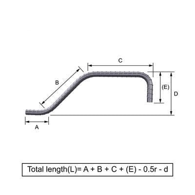 Custom Cut & Bent Rebar - Shape Code 34 - Bending Dimensions