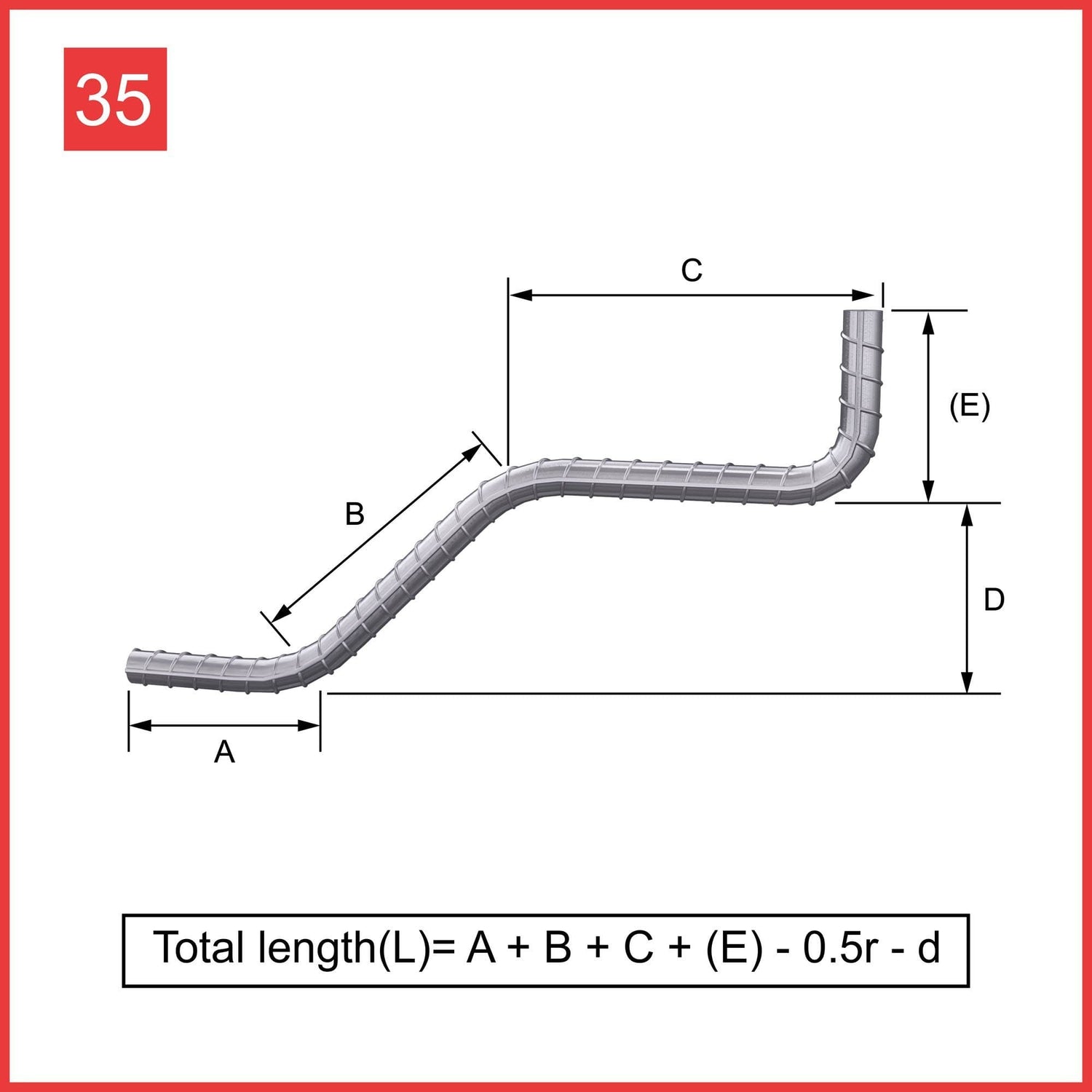 Custom Cut & Bent Rebar - Shape Code 35 - Calculation of Length