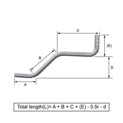 Custom Cut & Bent Rebar - Shape Code 35 - Bending Dimensions