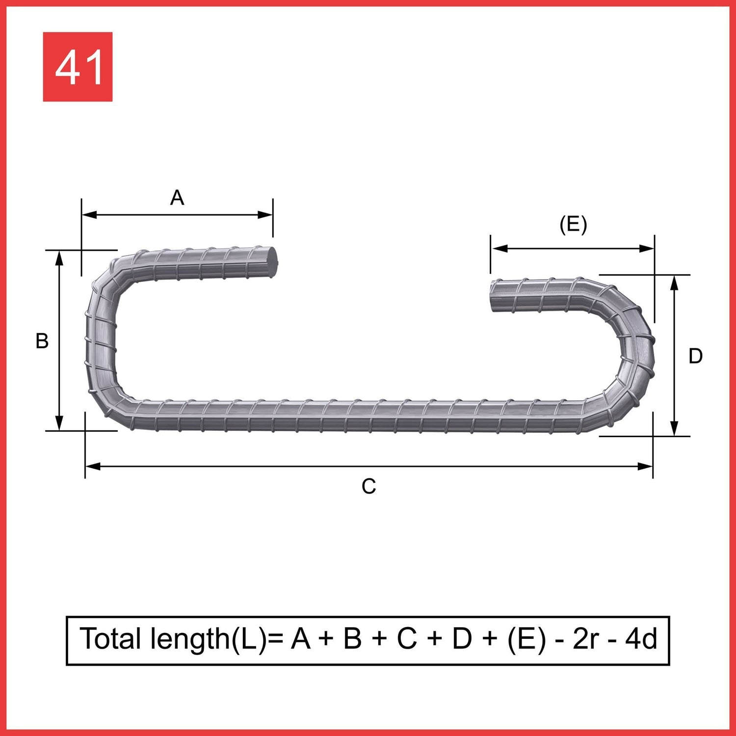 Custom Cut & Bent Rebar - Shape Code 41 - Calculation of Length