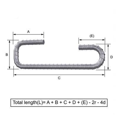 Custom Cut & Bent Rebar - Shape Code 41 - Bending Dimensions