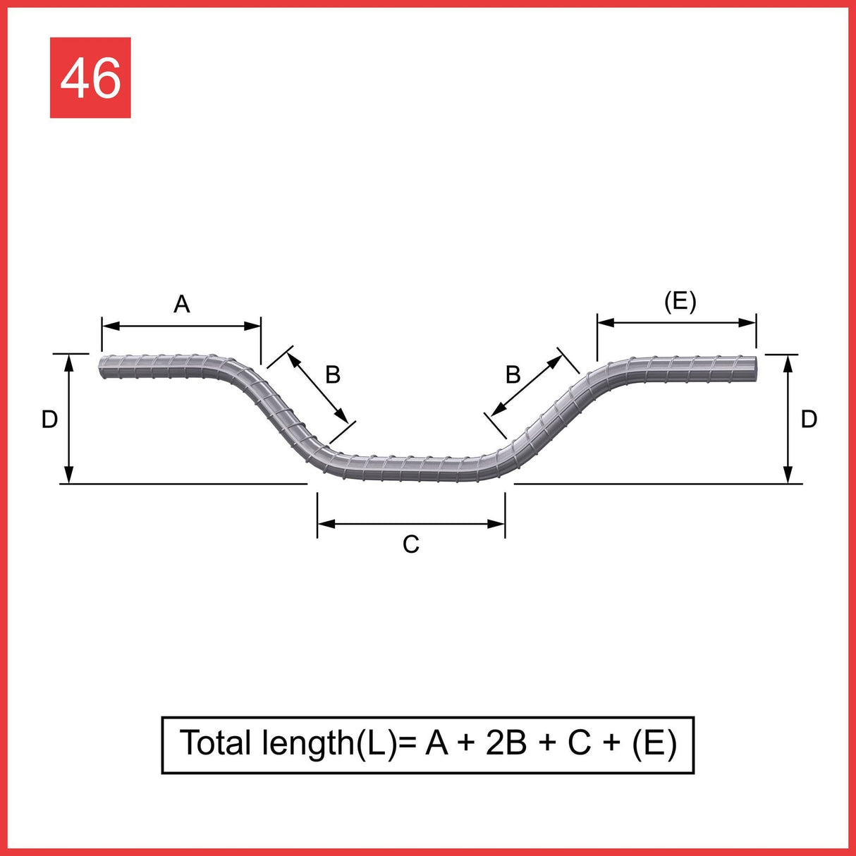 Custom Cut & Bent Rebar - Shape Code 46 - Calculation of Length