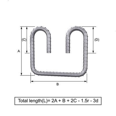 Custom Cut & Bent Rebar - Shape Code 47 - Bending Dimensions