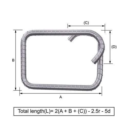 Custom Cut & Bent Rebar - ShapeCode 51-1 - Bending Dimensions
