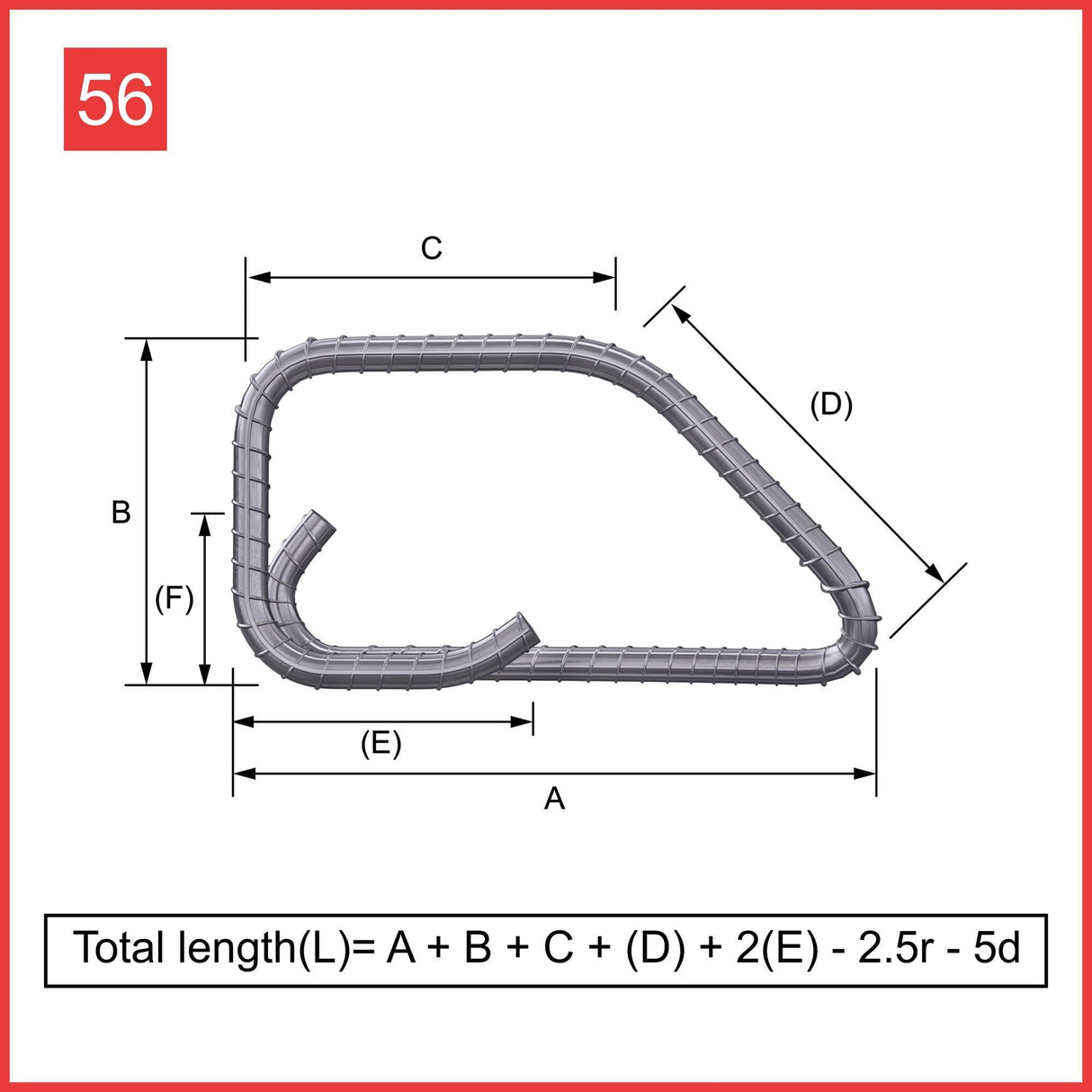 Custom Cut & Bent Rebar - Shape Code 56 - Calculation of Length