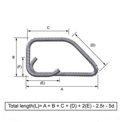Custom Cut & Bent Rebar - Shape Code 56 - Bending Dimensions