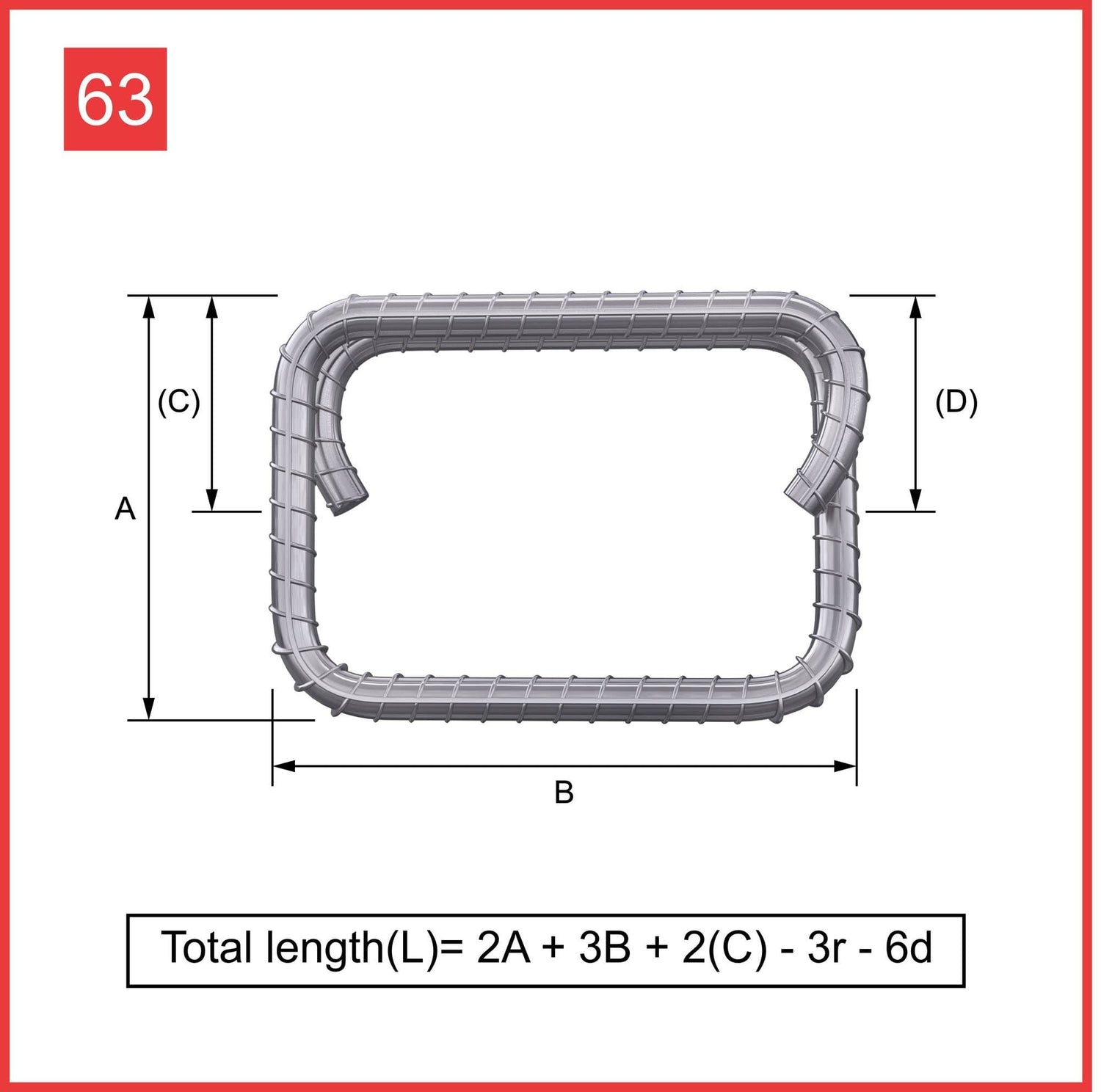 Custom Cut & Bent Rebar - Shape Code 63 - Calculation of Length