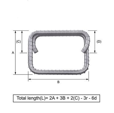 Custom Cut & Bent Rebar - Shape Code 63 - Bending Dimensions