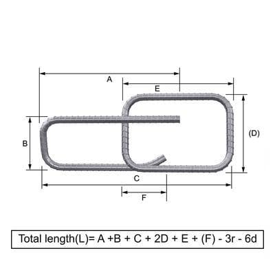 Custom Cut & Bent Rebar - Shape Code 64 - Bending Dimensions